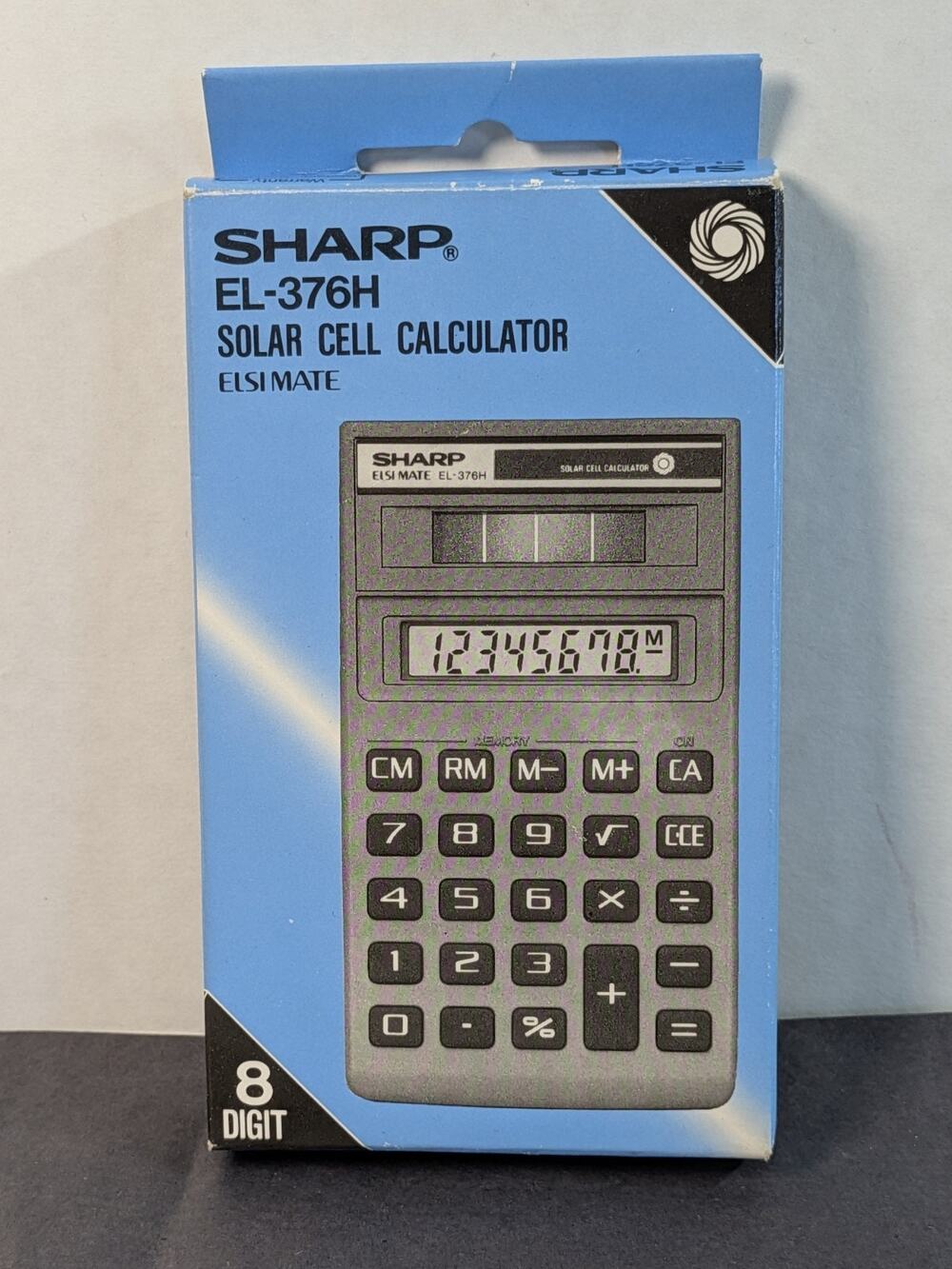 Vintage Sharp EL-376H ELSIMATE Solar 8 Digit Calculator w/ Case & Original Box